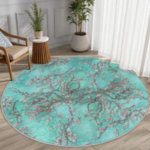Blossoming Tree Branches Round Living Room Rug