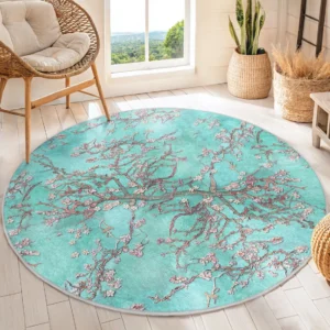 Blossoming Tree Branches Round Living Room Rug