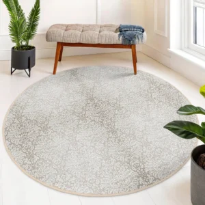 Elegant Floral Design Round Living Room Rug