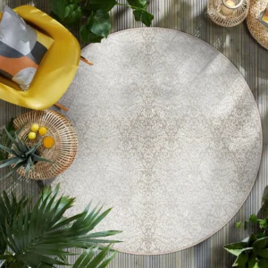 Elegant Floral Design Round Living Room Rug