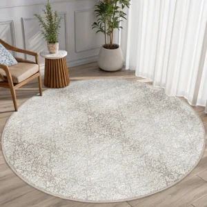 Elegant Floral Design Round Living Room Rug