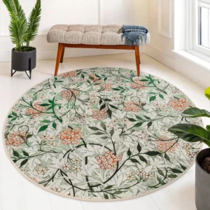 Floral Botanical Design Round Living Room Rug