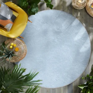 Modern Minimalist Blue Texture Round Living Room Rug