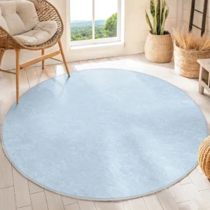 Modern Minimalist Blue Texture Round Living Room Rug