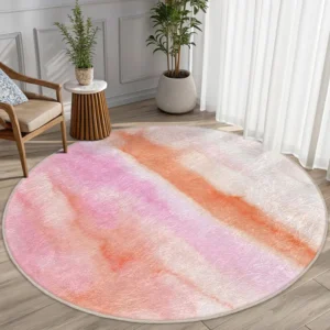Watercolor Pastel Pink Round Living Room Rug