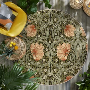 William Morris Style Round Living Room Rug