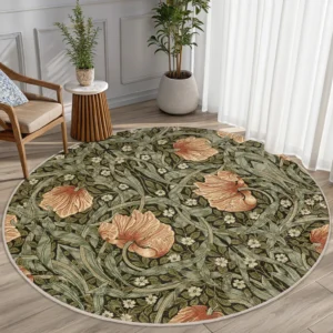 William Morris Style Round Living Room Rug