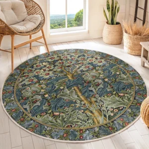 William Morris "Tree of Life" Round Living Room Rug